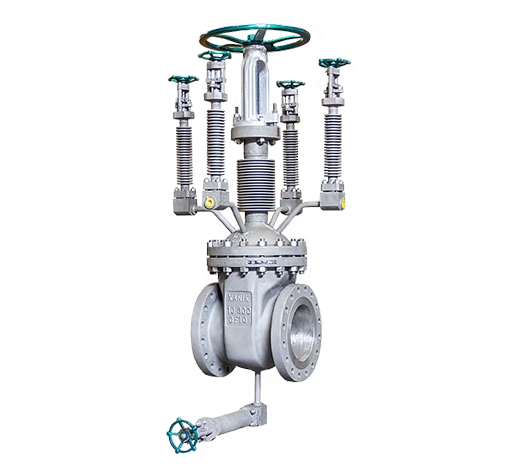 Gate Valve with Heat Dissipation Bonnet with Cooling Fins, Drain & Vent Valves